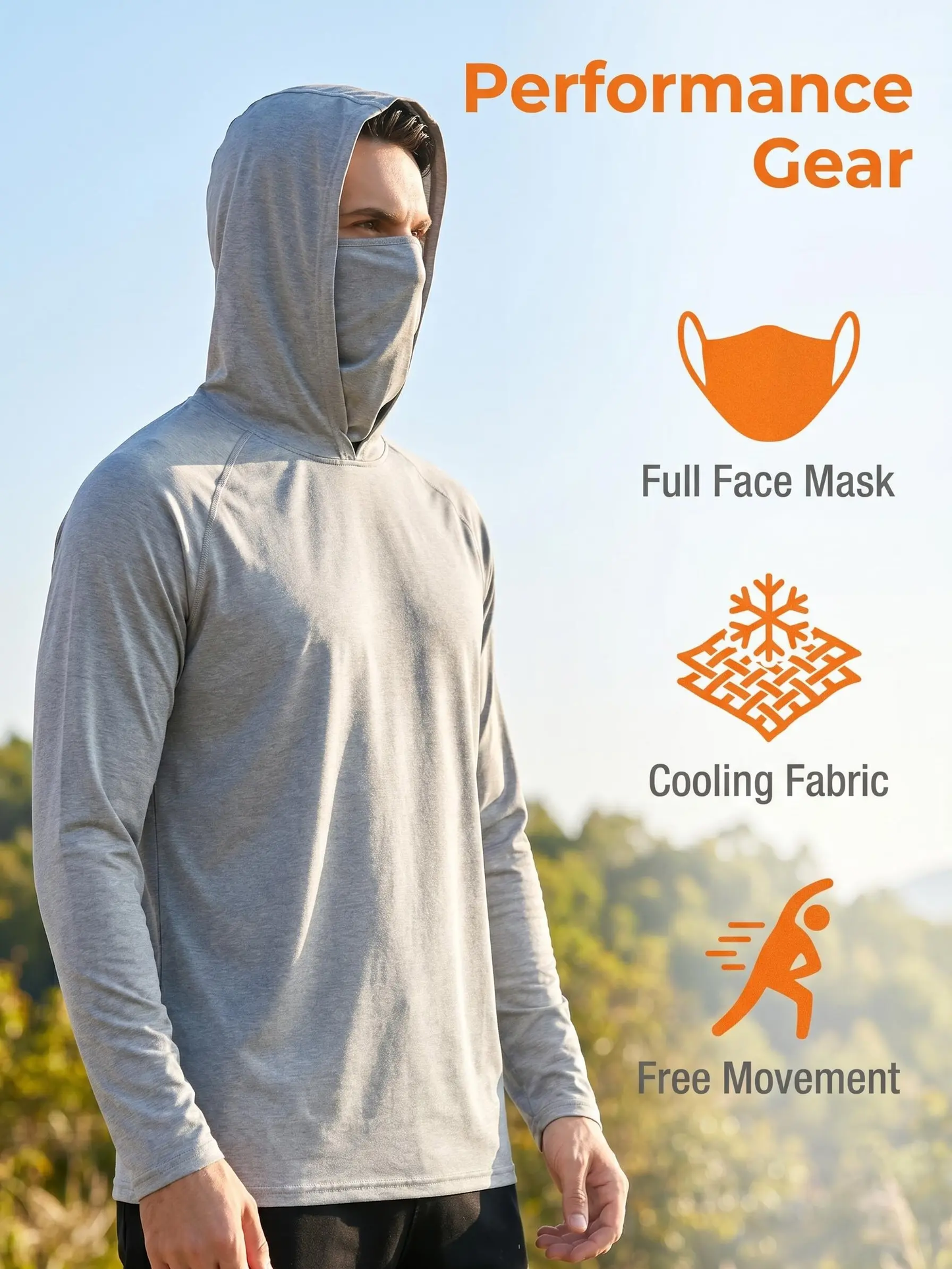 3-Piece Set Men's Hooded Sun Protection Sweatshirt