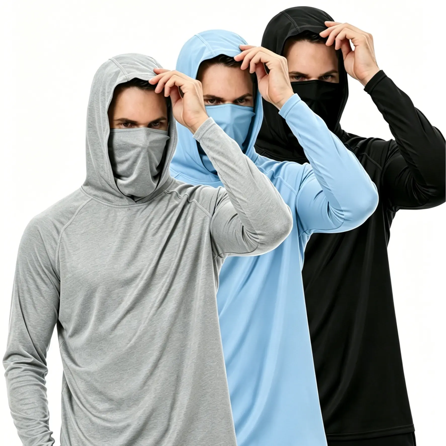 3-Piece Set Men's Hooded Sun Protection Sweatshirt