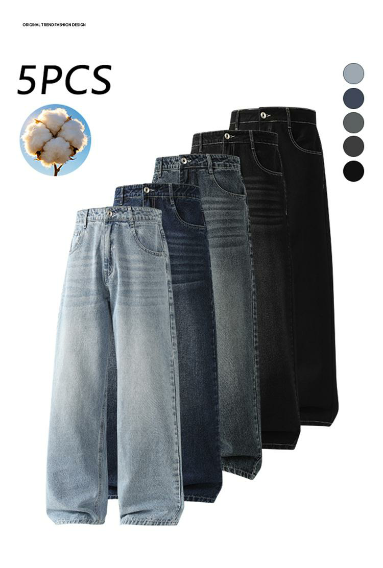 3-pack men’s cotton wide-leg jeans