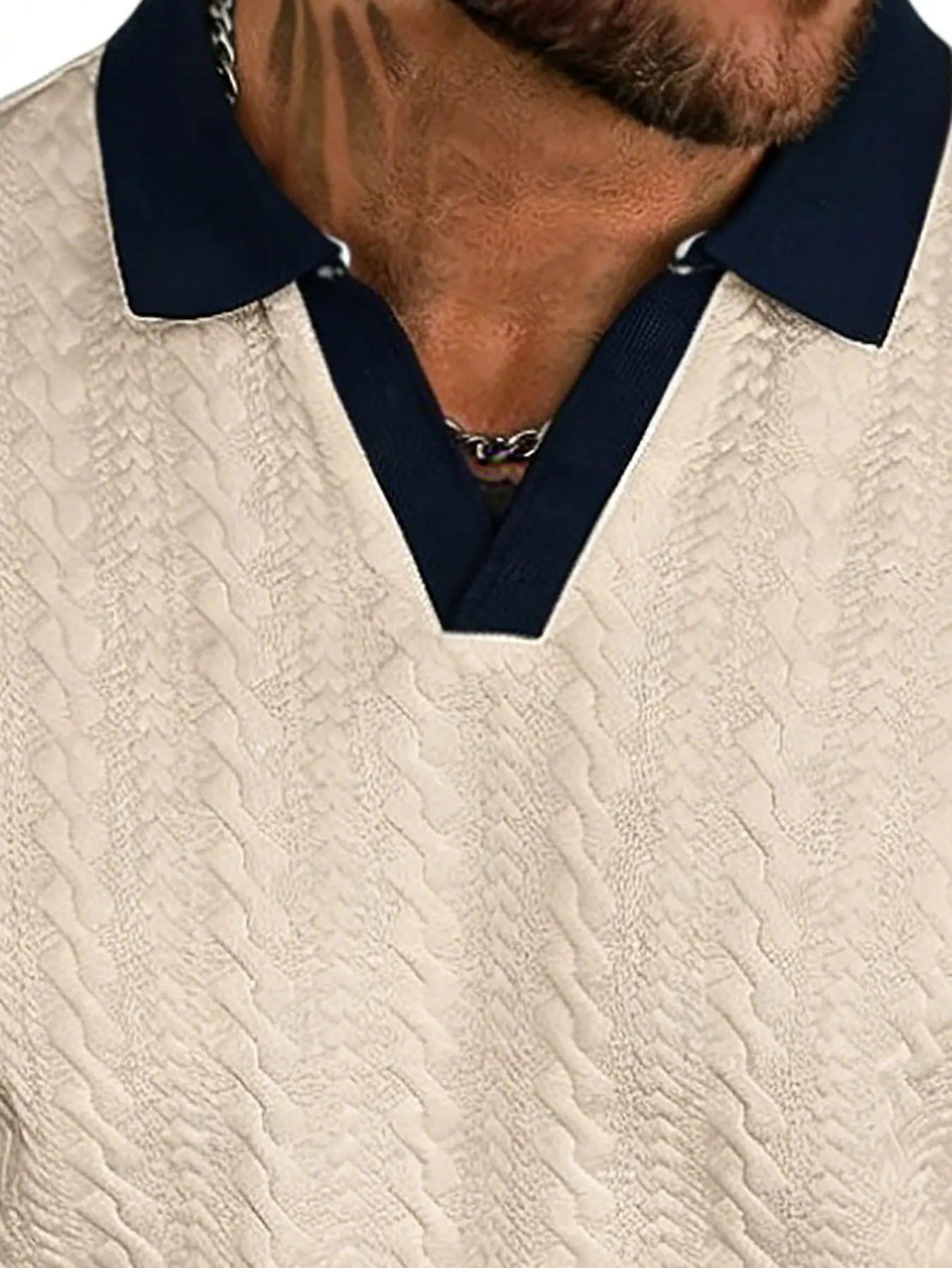 Men's Contrast Knit Polo Shirt