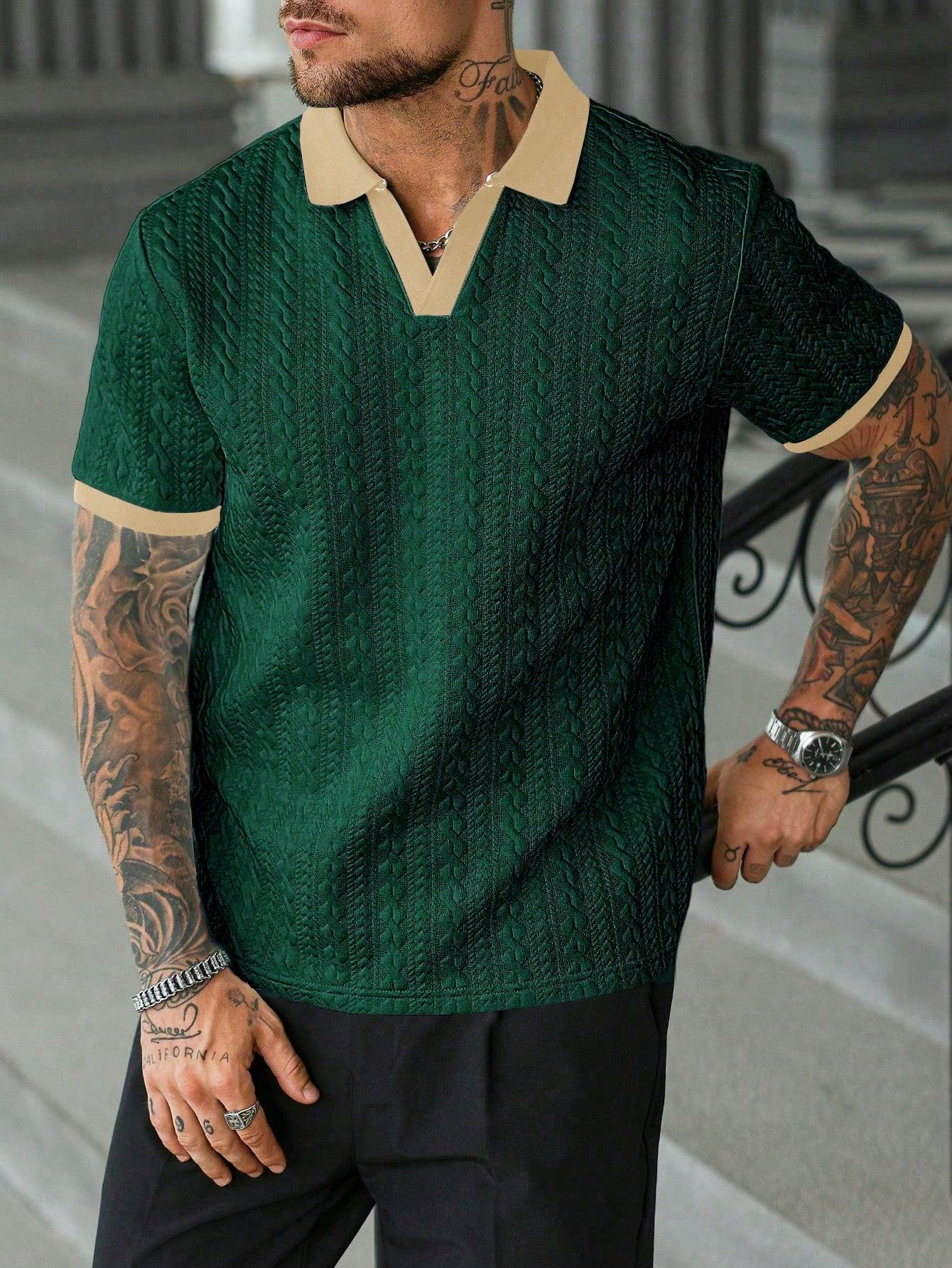 Men's Contrast Knit Polo Shirt