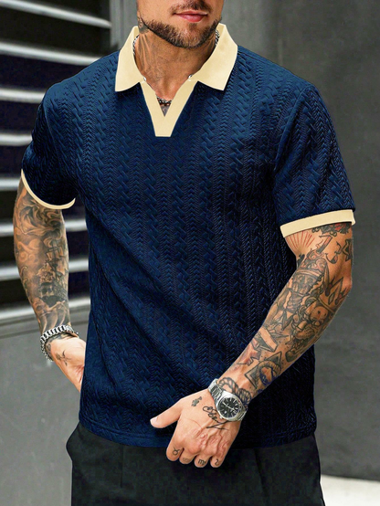 Men's Contrast Knit Polo Shirt