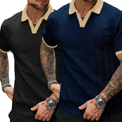 Men's Contrast Knit Polo Shirt