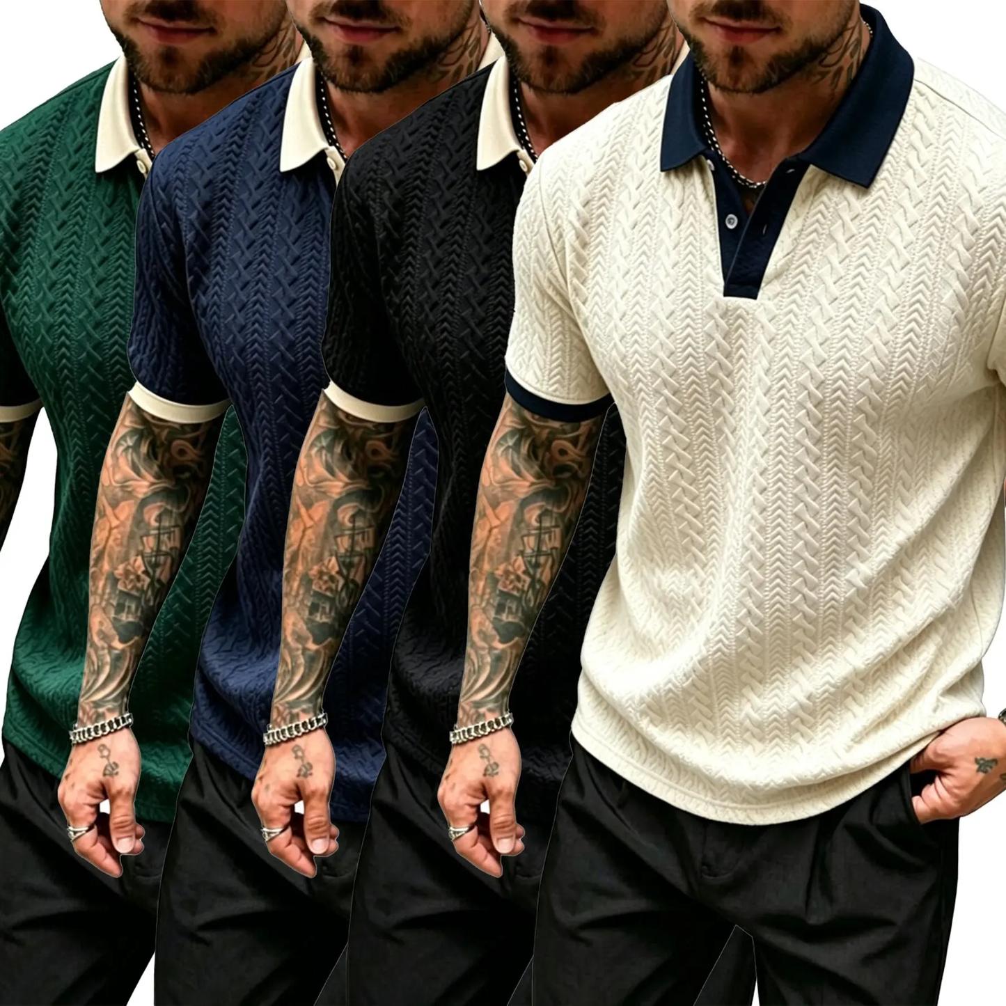 Men's Contrast Knit Polo Shirt