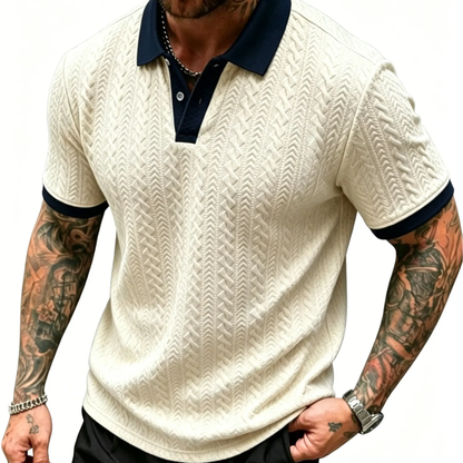Men's Contrast Knit Polo Shirt