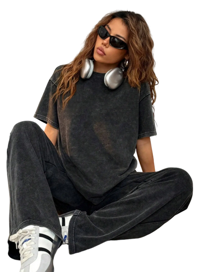 Women's Acid Wash Two Piece Set