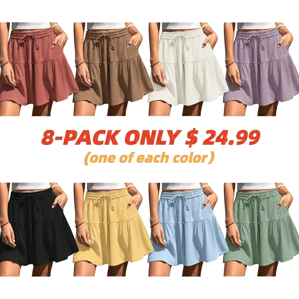 【LAST DAY SALE】Womens Linen Blend Wide Leg Flowy Culotte Shorts