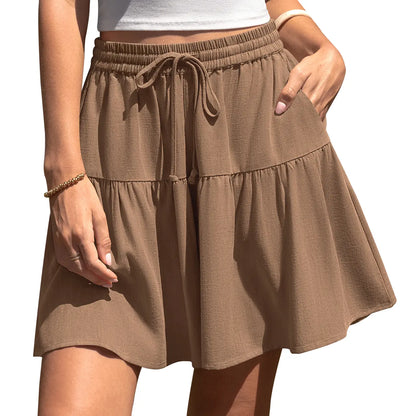 【LAST DAY SALE】Womens Linen Blend Wide Leg Flowy Culotte Shorts