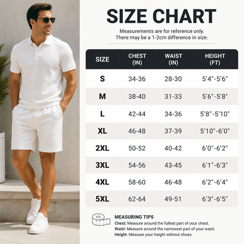 Men's Textured Polo SetSummer Casual Outfit