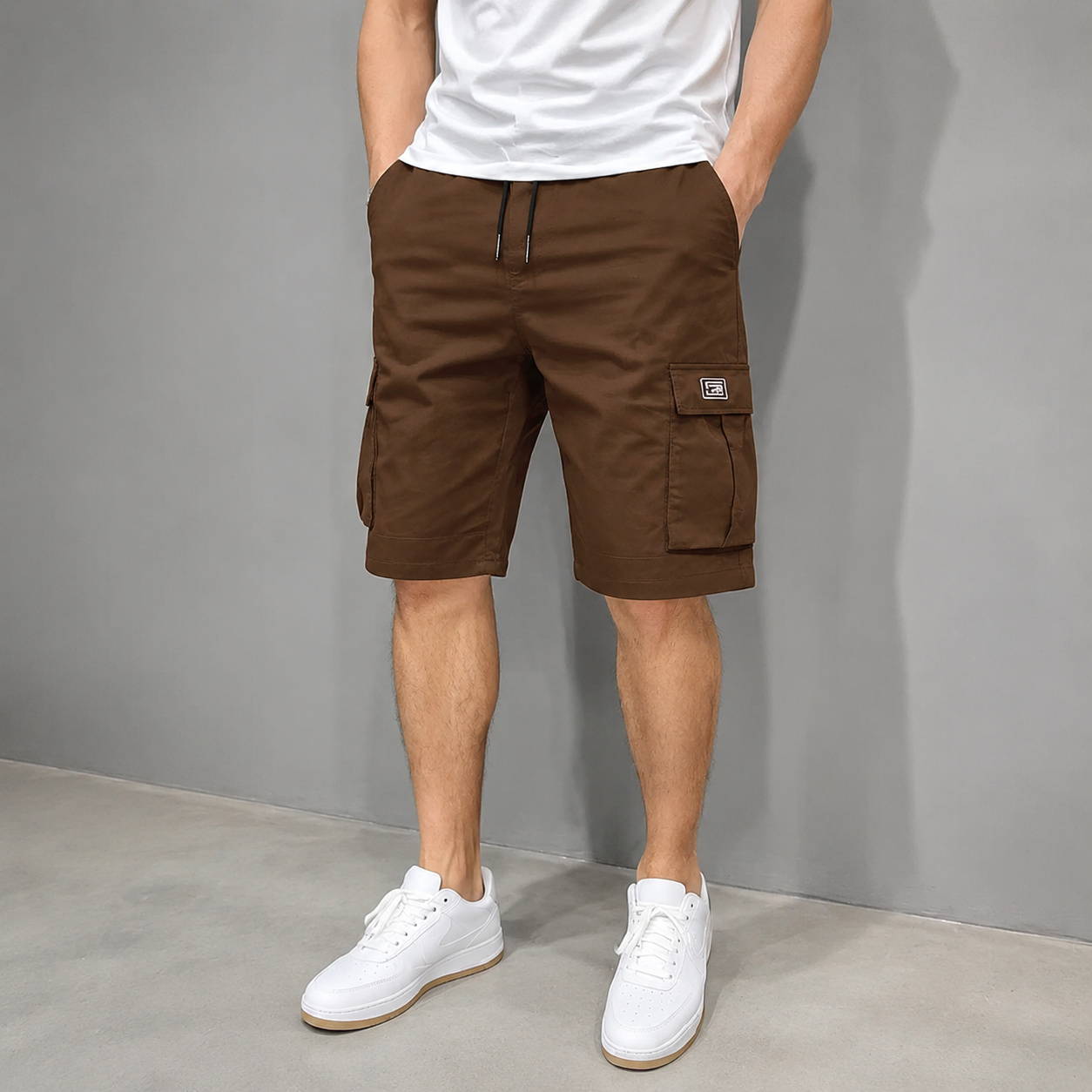 Men's Pockets Drawstring Cargo Shorts