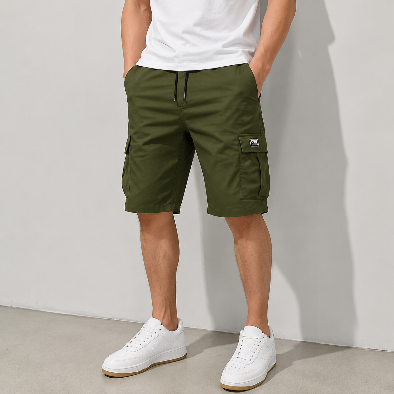 Men's Pockets Drawstring Cargo Shorts