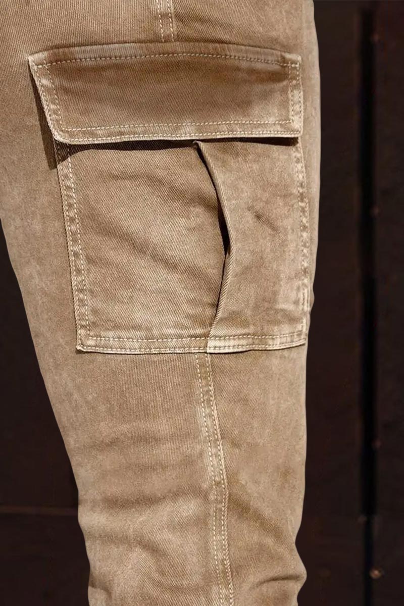 Wash Flap Pocket High Rise Bootcut Cargo Pants